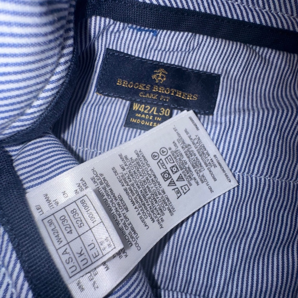 Brooks Brothers Pants Men's 42x30 Clark Fit Stretch Chino Khaki Brown Blue LOT 3 - Picture 15 of 16